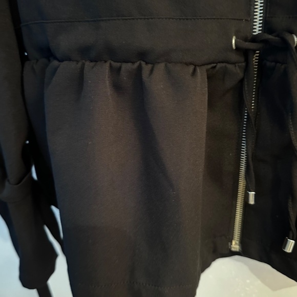 STRADIVARIUS Black Zip Up Cardigan w/ peplum & Ties at cuffs Career, Feminine … - Picture 8 of 9